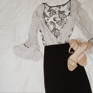 Floral Bell Sleeve Top